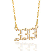 Zirconia Angel Numbers Necklace - Seraphina-Gold-333-State of Style
