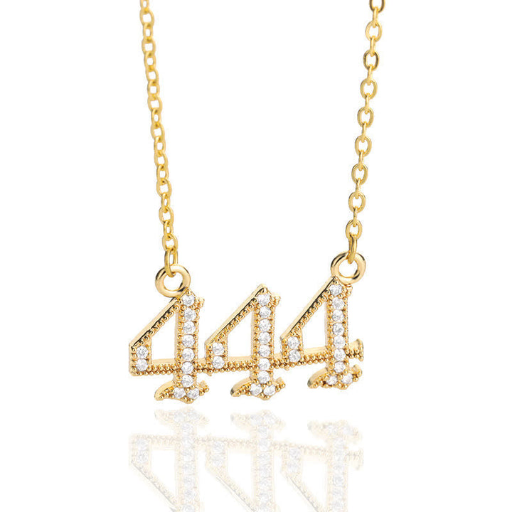 Zirconia Angel Numbers Necklace - Seraphina-Gold-444-State of Style