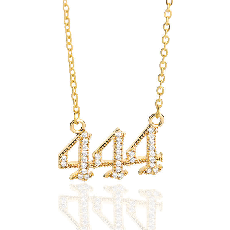 Zirconia Angel Numbers Necklace - Seraphina-Gold-444-State of Style