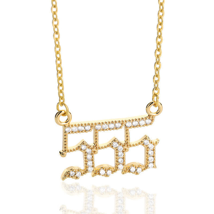 Zirconia Angel Numbers Necklace - Seraphina-Gold-555-State of Style