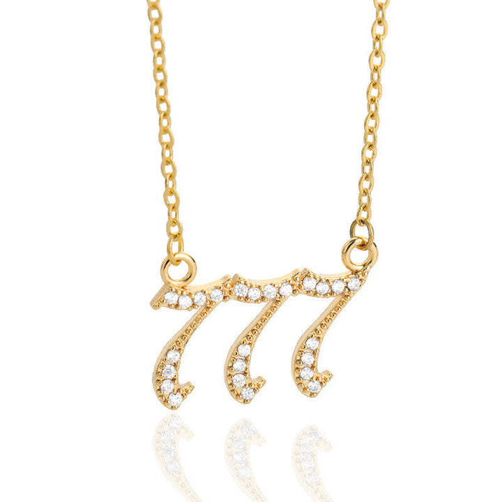 Zirconia Angel Numbers Necklace - Seraphina-Gold-777-State of Style
