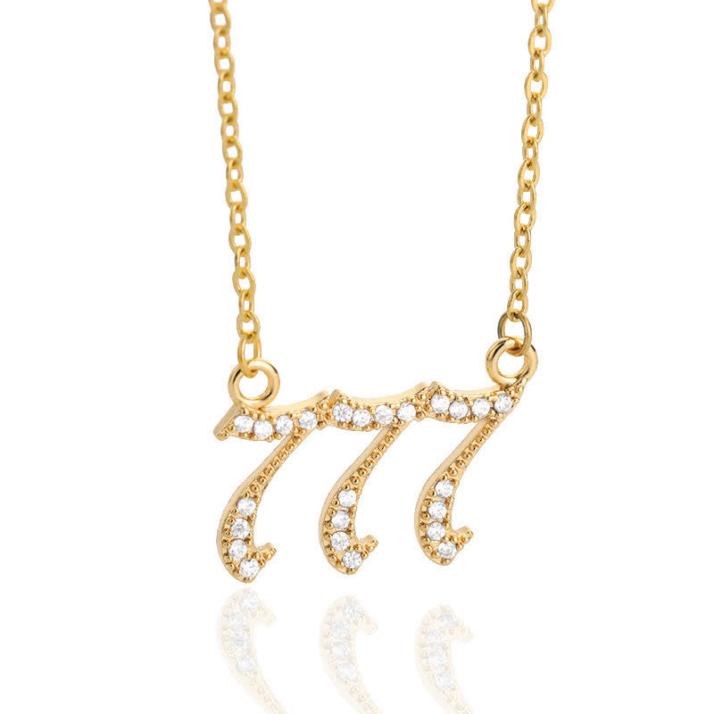 Zirconia Angel Numbers Necklace - Seraphina-Gold-777-State of Style