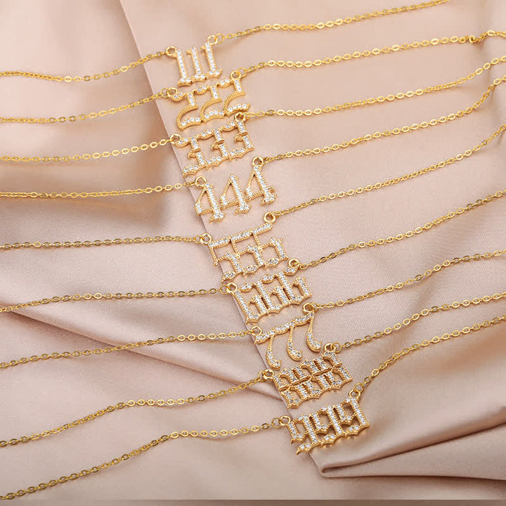 Zirconia Angel Numbers Necklace - Seraphina-Gold-777-State of Style