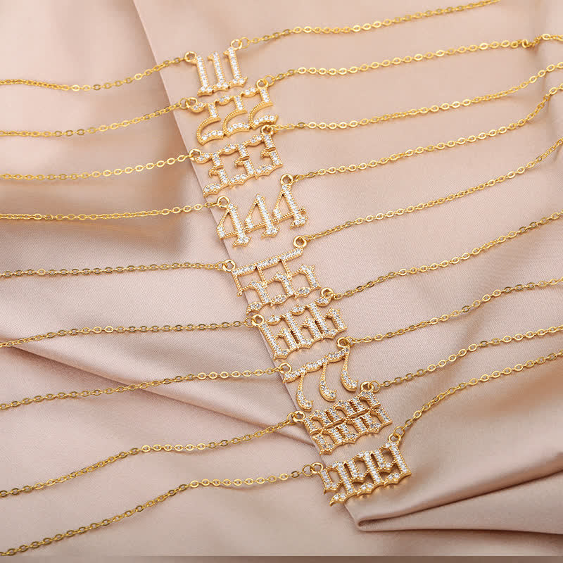 Zirconia Angel Numbers Necklace - Seraphina-Gold-777-State of Style