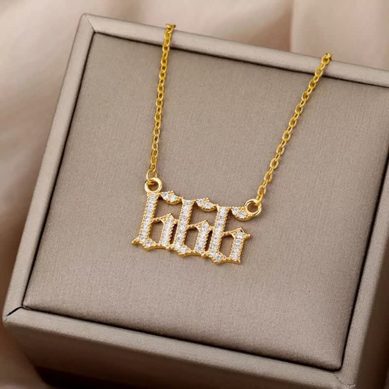 Zirconia Angel Numbers Necklace - Seraphina-Gold-777-State of Style