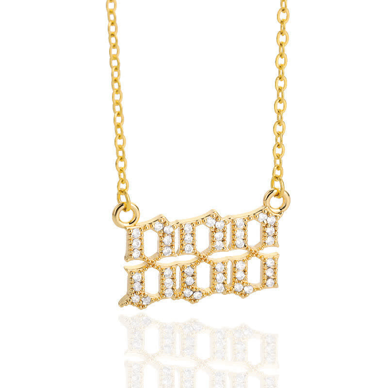 Zirconia Angel Numbers Necklace - Seraphina-Gold-888-State of Style