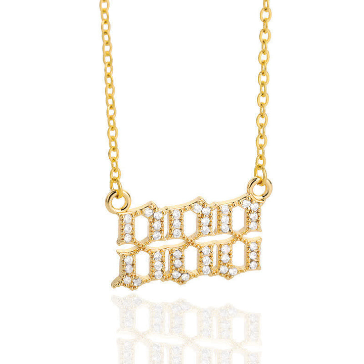 Zirconia Angel Numbers Necklace - Seraphina-Gold-888-State of Style