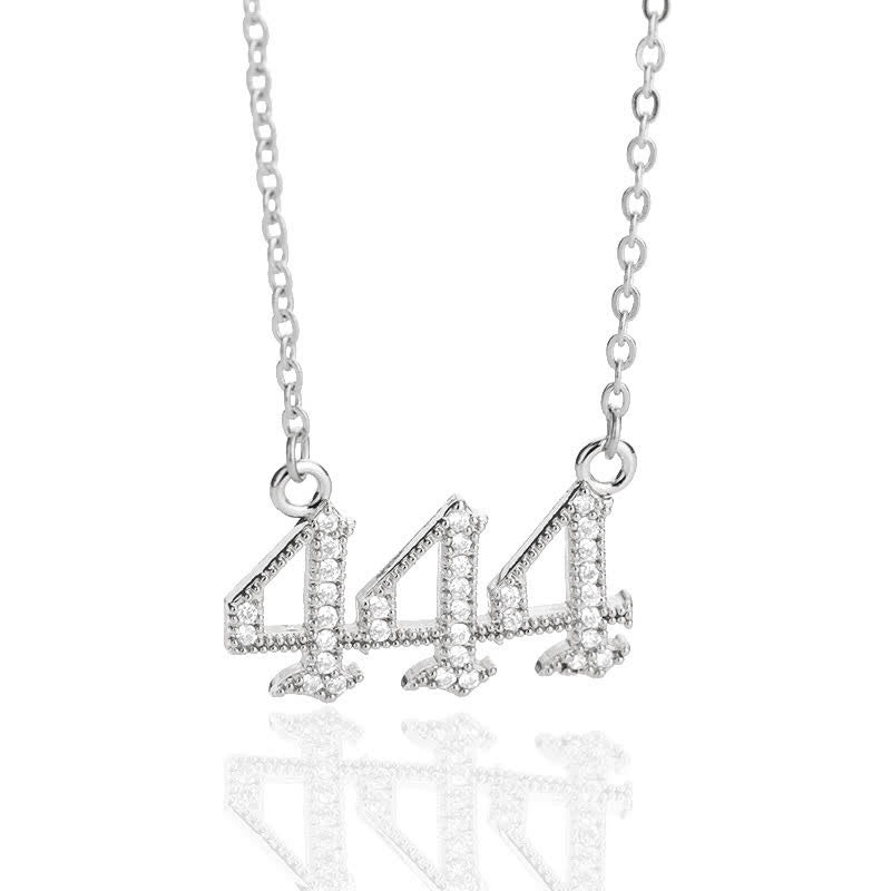 Zirconia Angel Numbers Necklace - Seraphina-Silver-444-State of Style