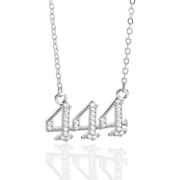Zirconia Angel Numbers Necklace - Seraphina-Silver-444-State of Style