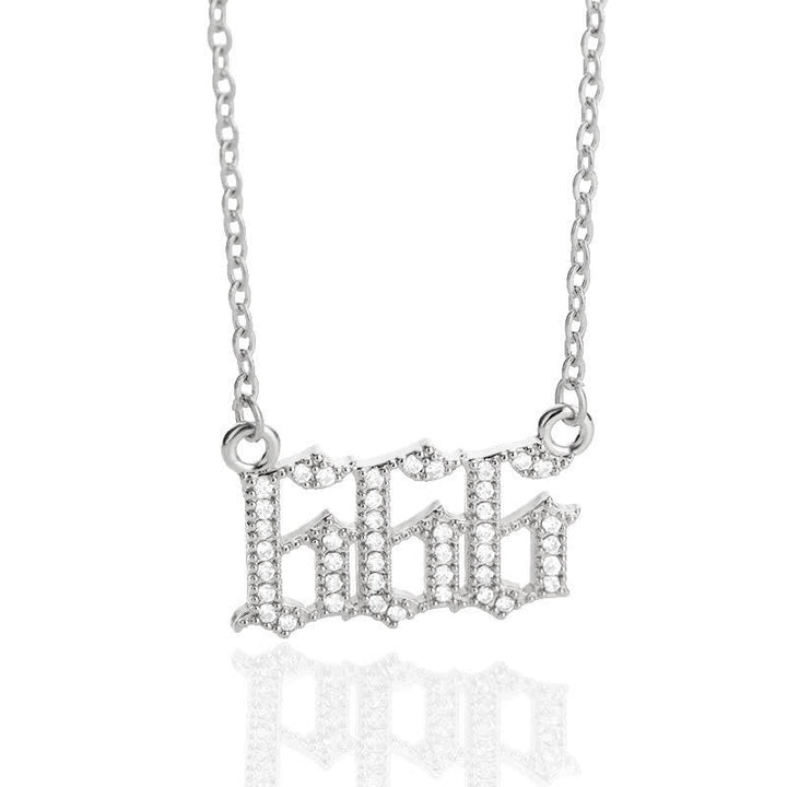 Zirconia Angel Numbers Necklace - Seraphina-Silver-666-State of Style