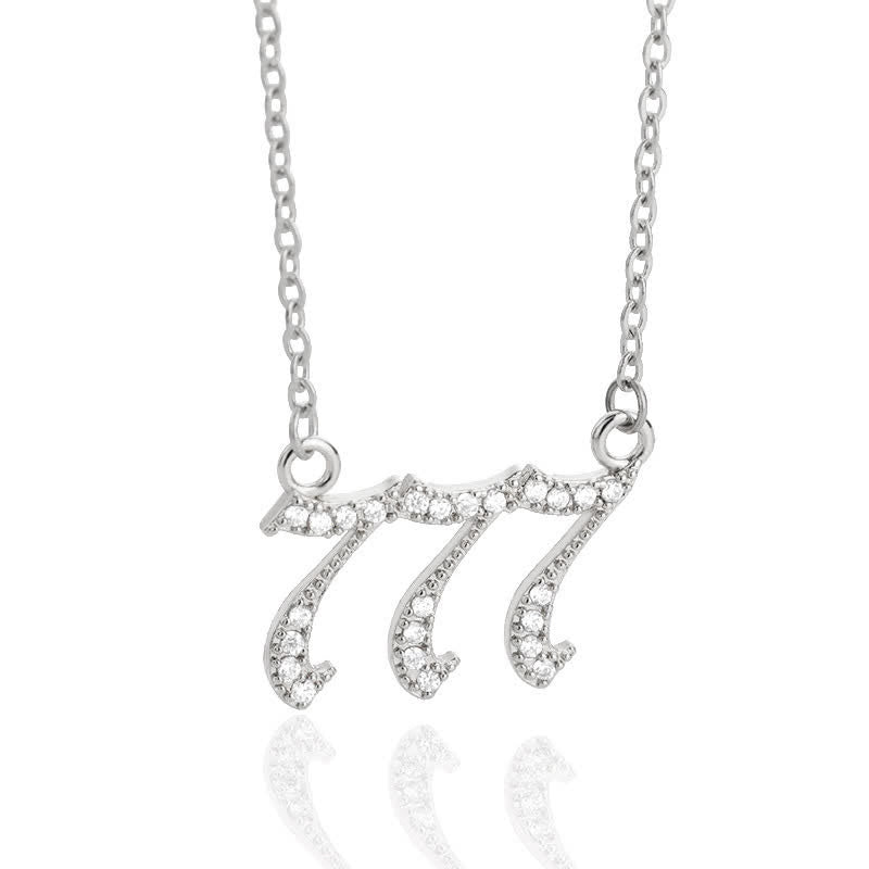 Zirconia Angel Numbers Necklace - Seraphina-Silver-777-State of Style