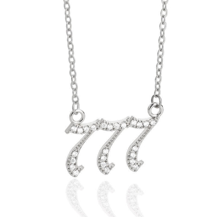 Zirconia Angel Numbers Necklace - Seraphina-Silver-777-State of Style