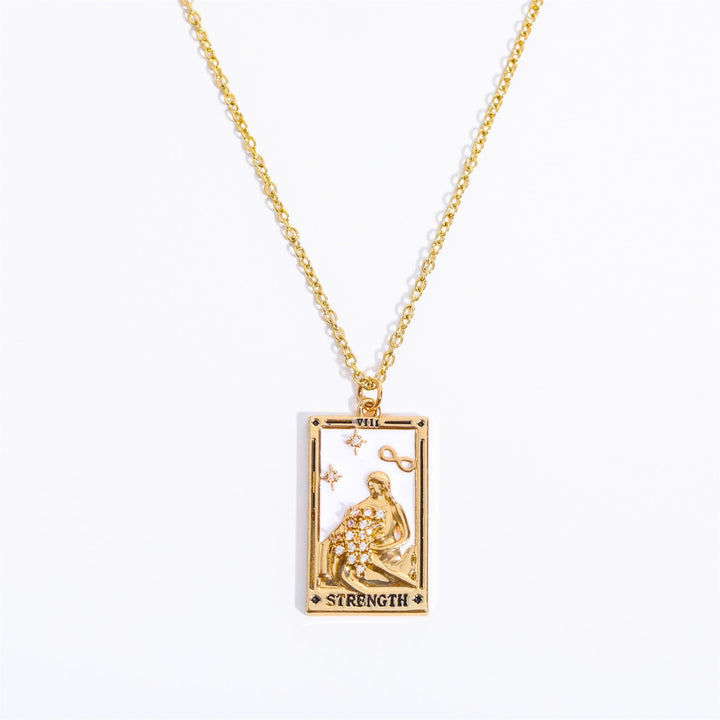 Zirconia Gold-Plated Tarot Drop Pendant Necklace - Amara-Current-State of Style