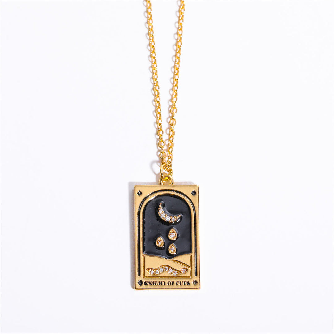 Zirconia Gold-Plated Tarot Drop Pendant Necklace - Amara-Knight of Cups-State of Style