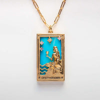 Zirconia Gold-Plated Tarot Drop Pendant Necklace - Amara-Queen of Cups-State of Style