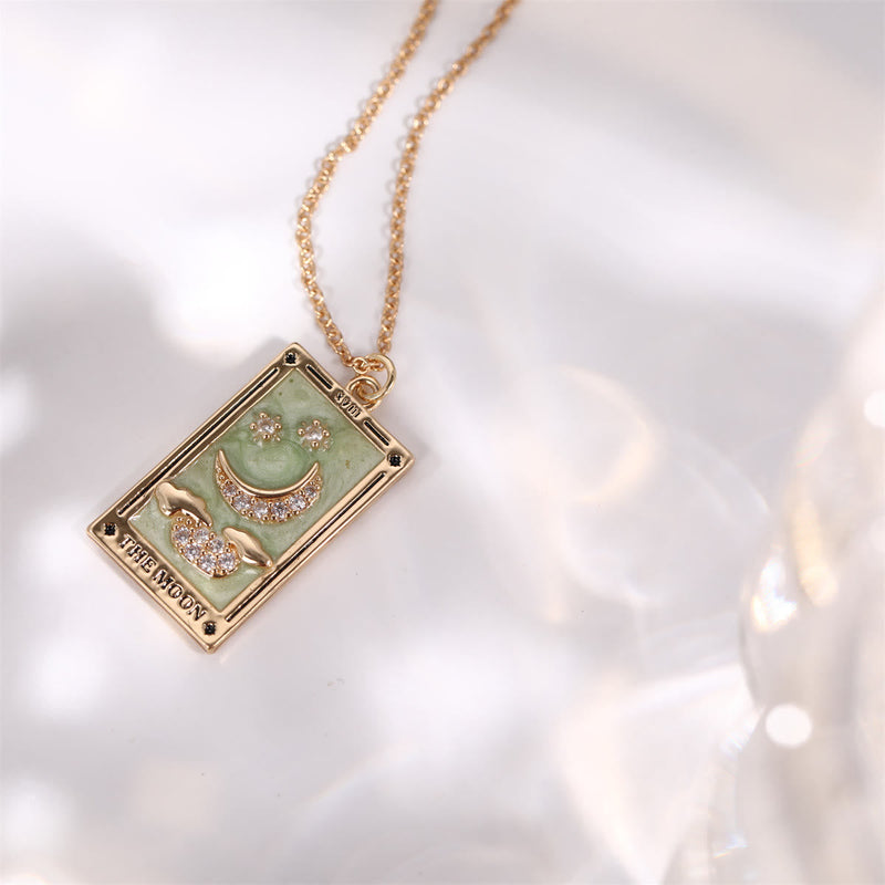 Zirconia Gold-Plated Tarot Drop Pendant Necklace - Amara-The Empress-State of Style