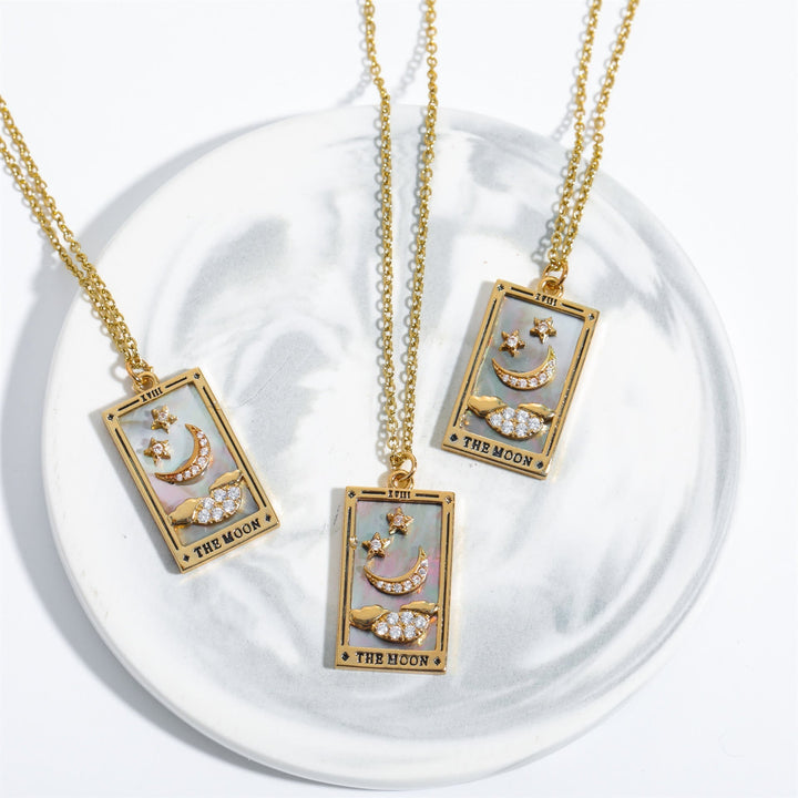 Zirconia Gold-Plated Tarot Drop Pendant Necklace - Amara-The Empress-State of Style