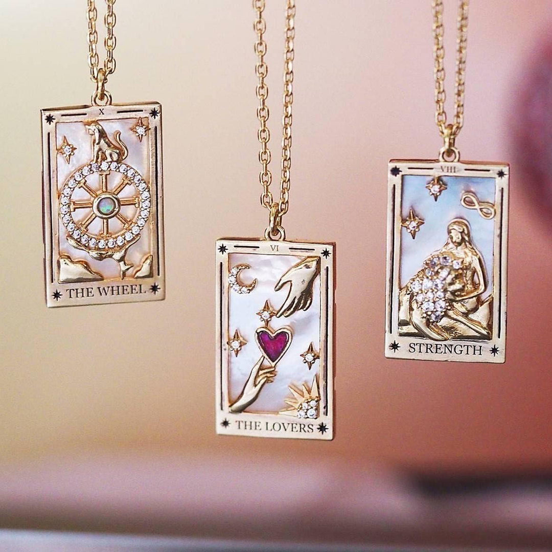 Zirconia Gold-Plated Tarot Drop Pendant Necklace - Amara-The Empress-State of Style