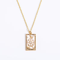 Zirconia Gold-Plated Tarot Drop Pendant Necklace - Amara-The Wheel-State of Style