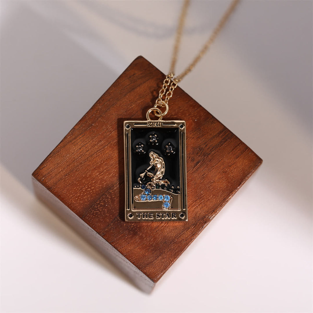 Zirconia Gold-Plated Tarot Teardrop Pendant Necklace – Amara-The Empress-State of Style
