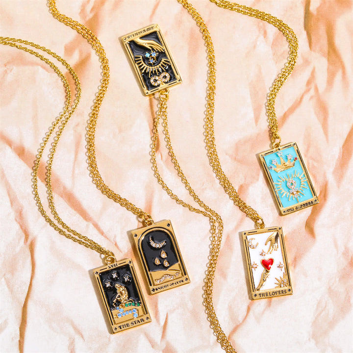Zirconia Gold-Plated Tarot Teardrop Pendant Necklace – Amara-The Empress-State of Style