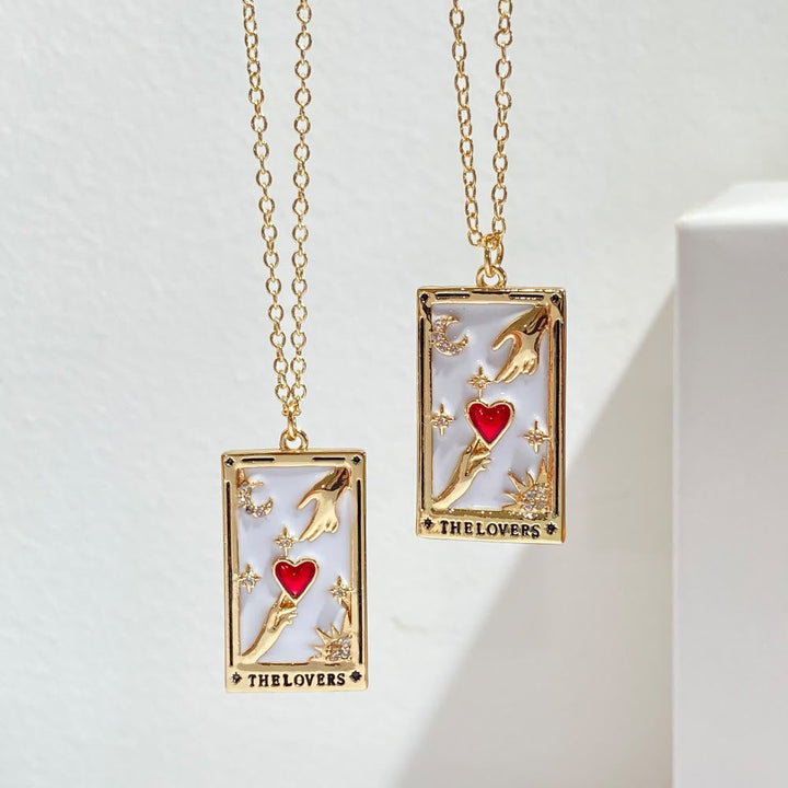 Zirconia Gold-Plated Tarot Teardrop Pendant Necklace – Amara-The Empress-State of Style