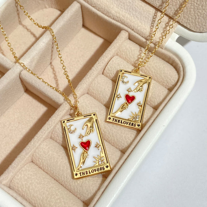 Zirconia Gold-Plated Tarot Teardrop Pendant Necklace – Amara-The Empress-State of Style