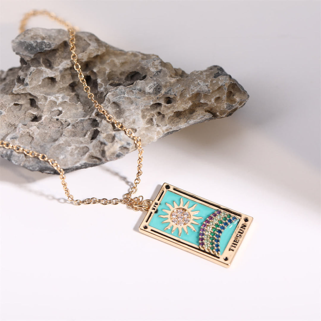 Zirconia Gold-Plated Tarot Teardrop Pendant Necklace – Amara-The Empress-State of Style