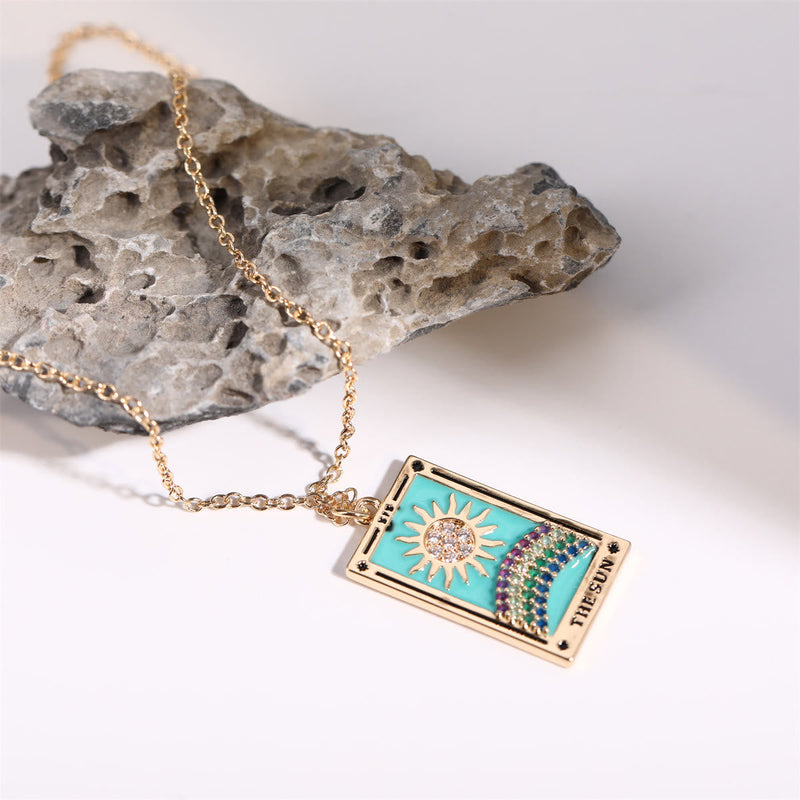Zirconia Gold-Plated Tarot Teardrop Pendant Necklace – Amara-The Empress-State of Style