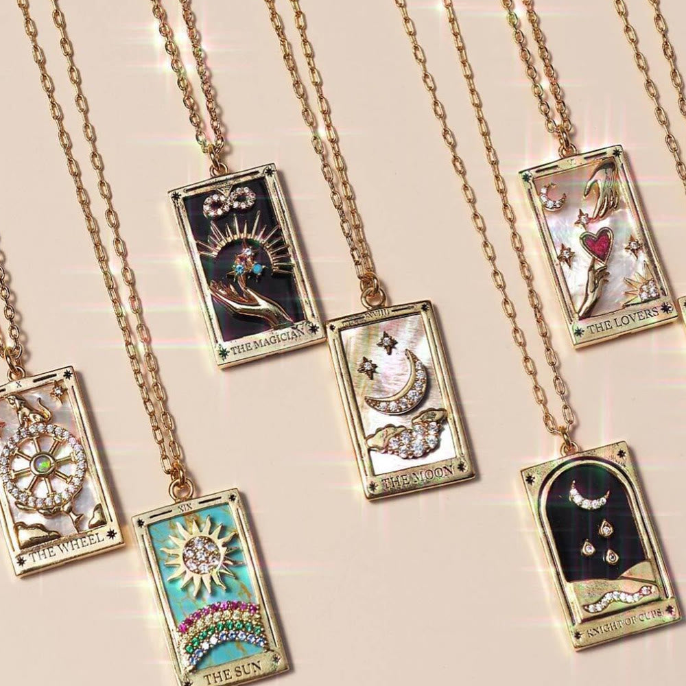 Zirconia Gold-Plated Tarot Teardrop Pendant Necklace – Amara-The Empress-State of Style