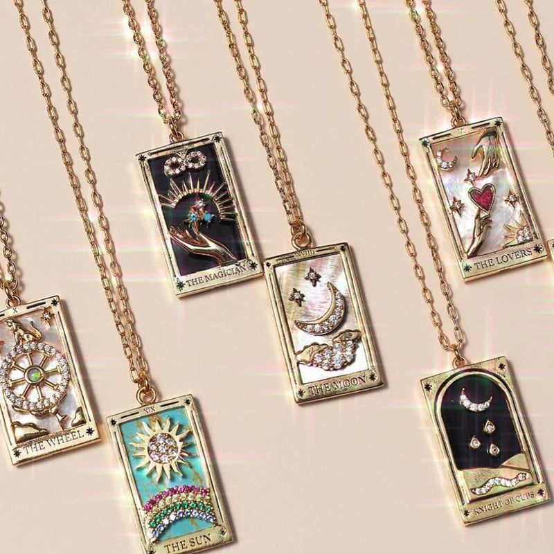 Zirconia Gold-Plated Tarot Teardrop Pendant Necklace – Amara-The Empress-State of Style