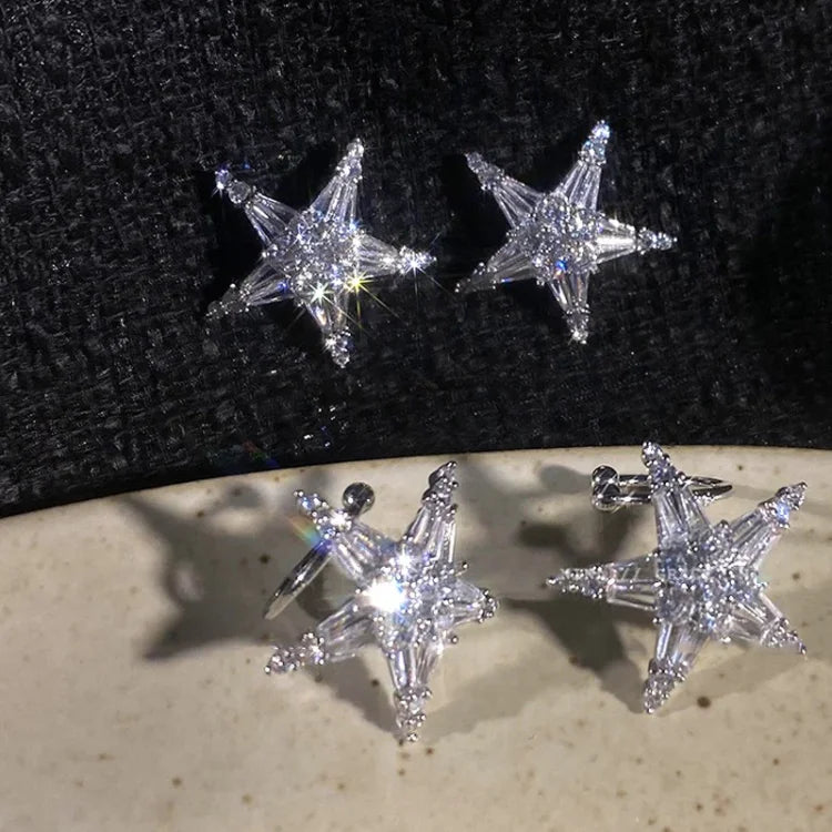 Zirconia Ster Earrings/Ear Cuff - Lyric-Earrings-State of Style