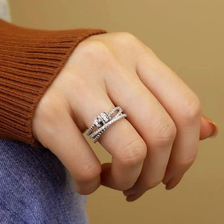 Zirconium Fidget Ring | Stress Relief Jewellery-Silver-State of Style