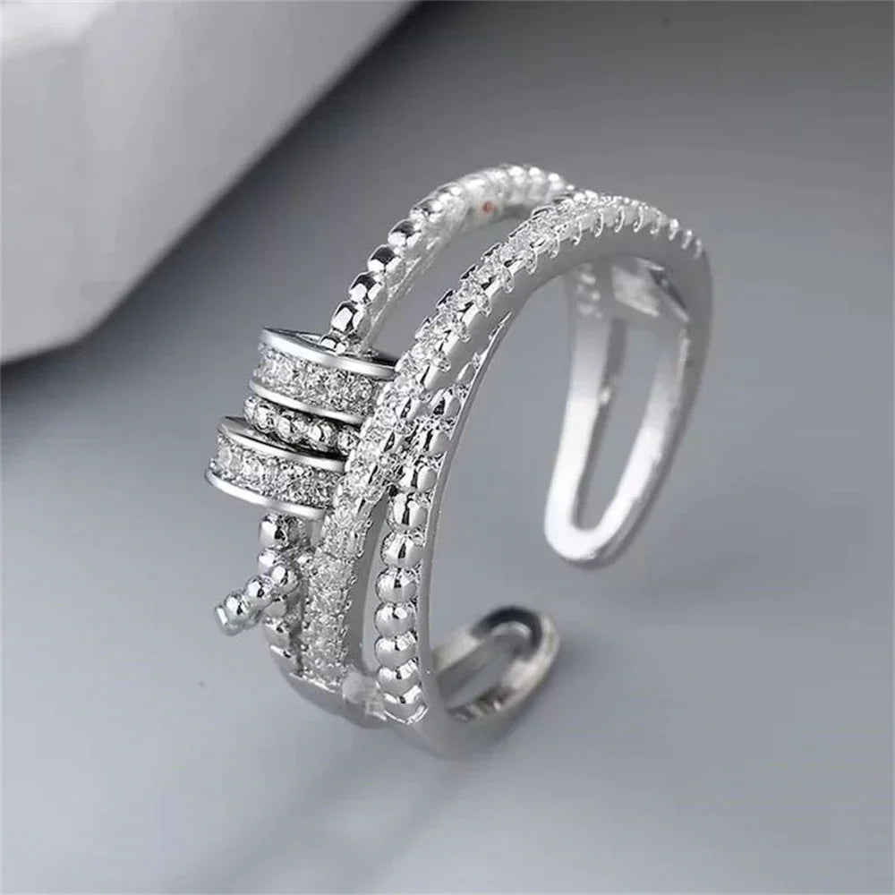 Zirconium Fidget Ring | Stress Relief Jewellery-Silver-State of Style