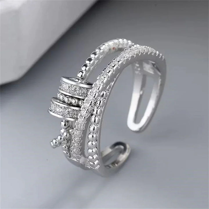 Zirconium Fidget Ring | Stress Relief Jewellery-Silver-State of Style