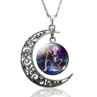 Zodiac Moon Necklace | Celestial Jewellery | Unique Pendant-Aquarius-State of Style