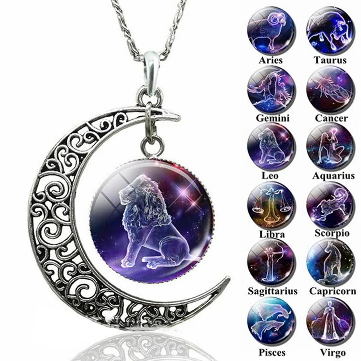 Zodiac Moon Necklace | Celestial Jewellery | Unique Pendant-Aries-State of Style