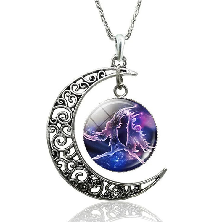 Zodiac Moon Necklace | Celestial Jewellery | Unique Pendant-Gemini-State of Style