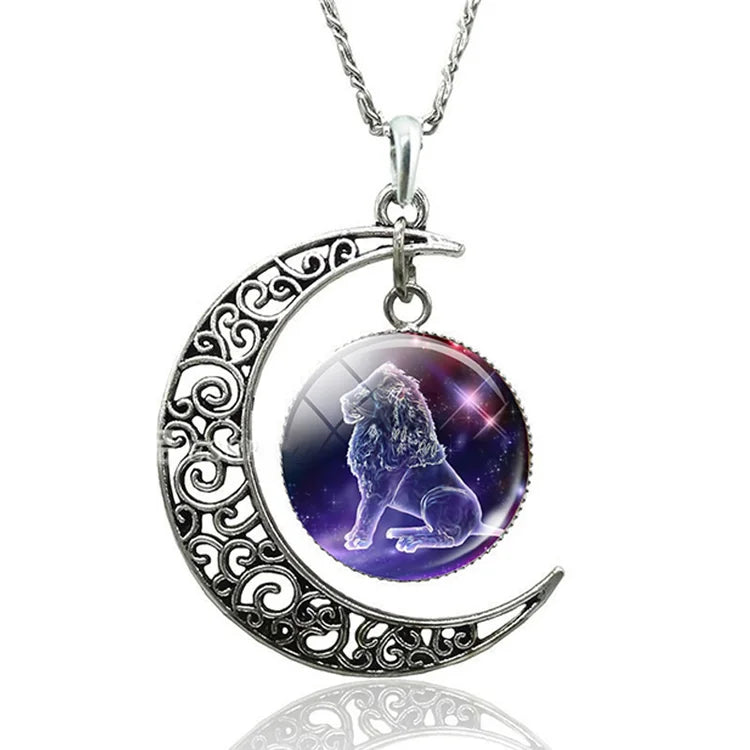 Zodiac Moon Necklace | Celestial Jewellery | Unique Pendant-Leo-State of Style
