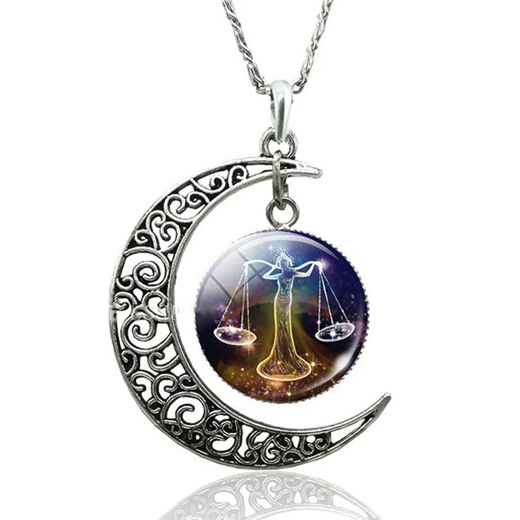 Zodiac Moon Necklace | Celestial Jewellery | Unique Pendant-Libra-State of Style