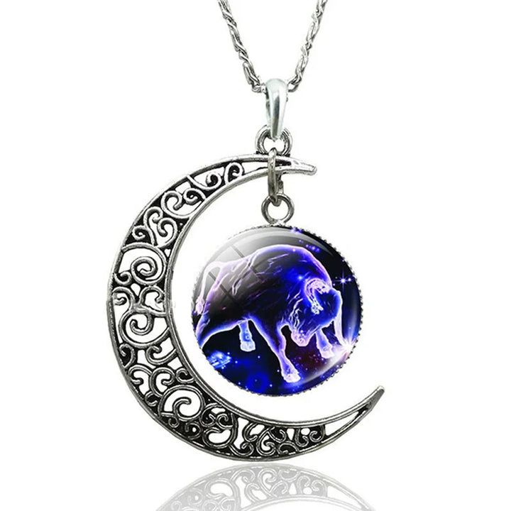Zodiac Moon Necklace | Celestial Jewellery | Unique Pendant-Taurus-State of Style